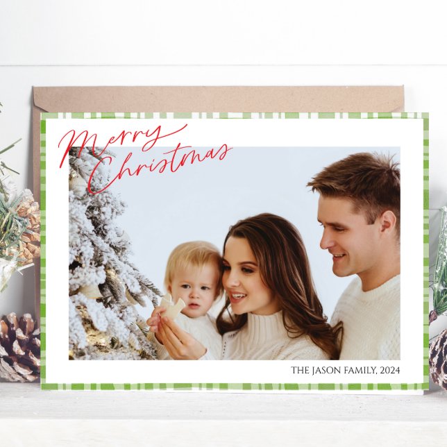 Cartão De Festividades Foto da Xadrez da verificação verde simples da Mod (Criador carregado)