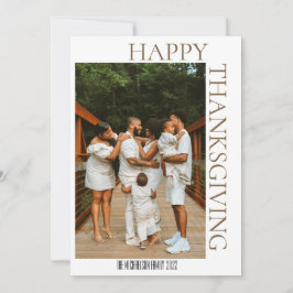 Cartão De Festividades Foto da Xadrez de Brown Tartan, Rustic Modern Fall