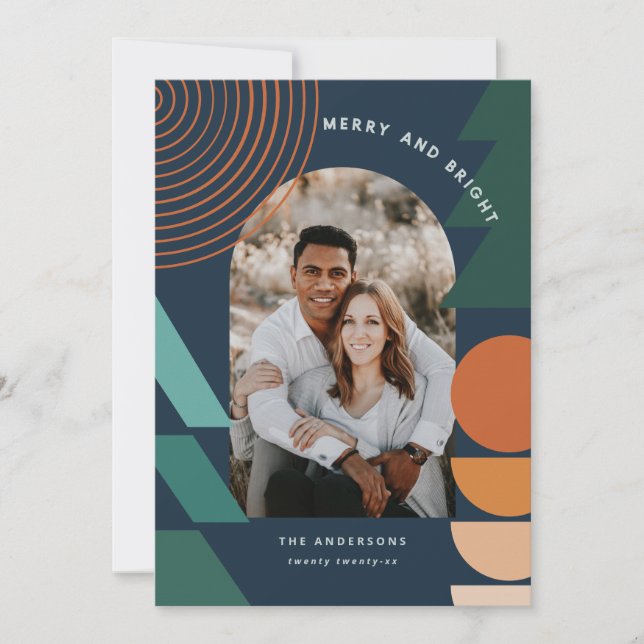 Cartão De Festividades Foto de abstrato geométrica colorida moderna (Frente)