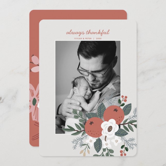 Cartão De Festividades Foto de Ação de Graças (Frente/Verso)