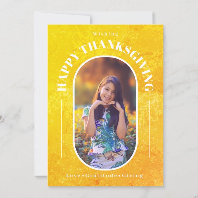 Cartão De Festividades Foto de Ação de Graças Amarelo Moderno (Frente)