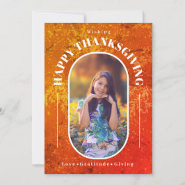 Cartão De Festividades Foto de Ação de Graças Laranja Moderno