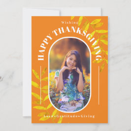Cartão De Festividades Foto de Ação de Graças Laranja Moderno