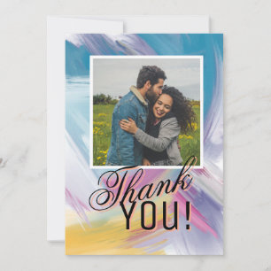 Cartão De Festividades Foto de Agradecimento Personalizado com Traços de