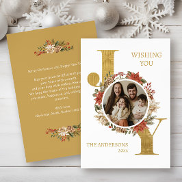 Cartão De Festividades Foto de Alegria Elegante Dourada Com Mensagem de N