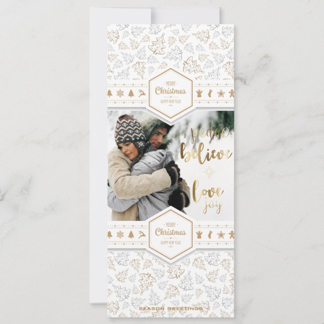 Cartão De Festividades Foto de Amor de Natal Elegante (Frente)