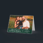 Cartão De Festividades Foto de Amor e Paz<br><div class="desc">Envie seus desejos de Natal com estes Cartões com fotos de Férias que apresentam uma inscrição caligráfica com cores festivas para realçar sua mensagem de saudação.</div>