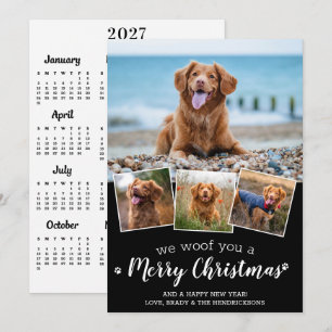 Cartão De Festividades Foto de Animalzinho Feliz Natal Cachorro Calendári