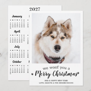 Cartão De Festividades Foto de Animalzinho Fofinho Calendário 2027 Cachor