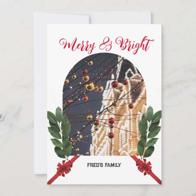 Cartão De Festividades Foto de Arch elegante, feliz natal (Frente)
