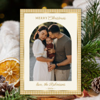 Foto de Arco de Xadrez Dourada retrô Feliz Natal