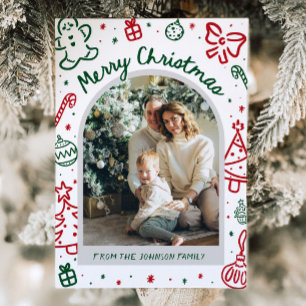 Cartão De Festividades Foto de Arco Desenhada à Mão Branca Feliz Natal