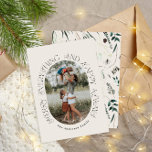 Cartão De Festividades Foto de arco moderno elegante tipografia botânica<br><div class="desc">Foto moderna em arco de comprimidos elegante crosta rústica,  cor d'água seca,  cor botânica,  cor muda,  cor de Natal.</div>