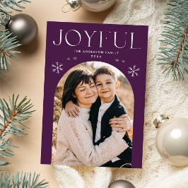 Cartão De Festividades Foto de Arco Roxo com Floco de Neve Moderno