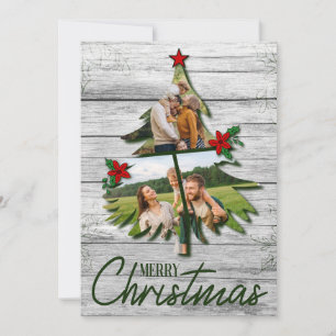 Cartão De Festividades Foto de árvore de Natal de madeira rústica envelhe