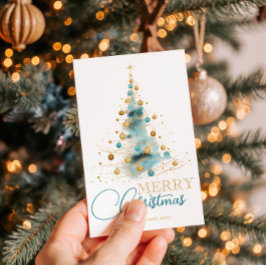 Cartão De Festividades Foto de árvore de Natal em aquarela elegante