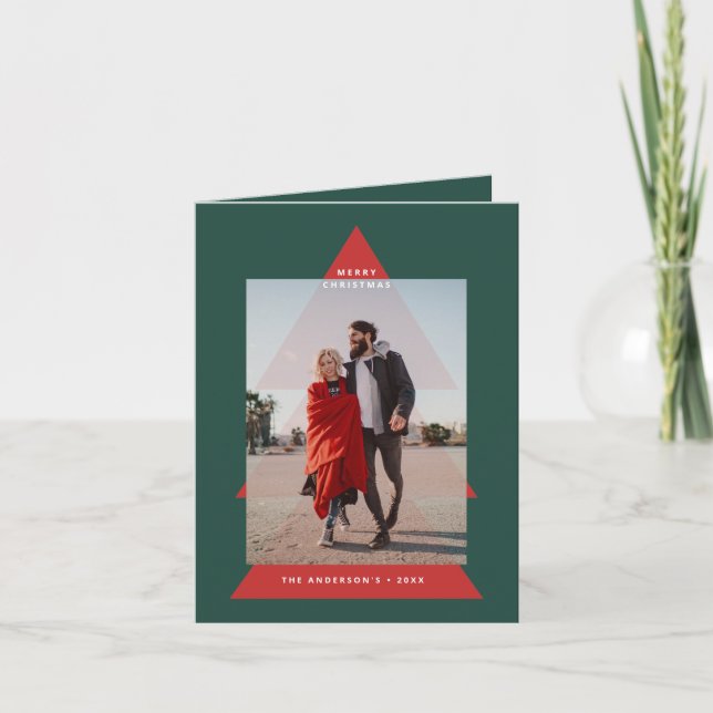 Cartão De Festividades Foto de árvore de Natal mínima para gráfico modern (Frente)