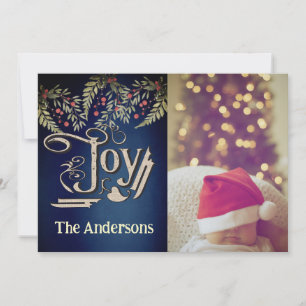 Cartão De Festividades Foto de azevinho botânico alegria vitoriana vintag