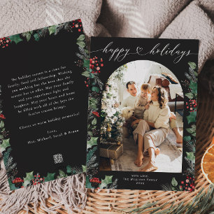 Cartão De Festividades Foto de bagas botânicas em preto e branco