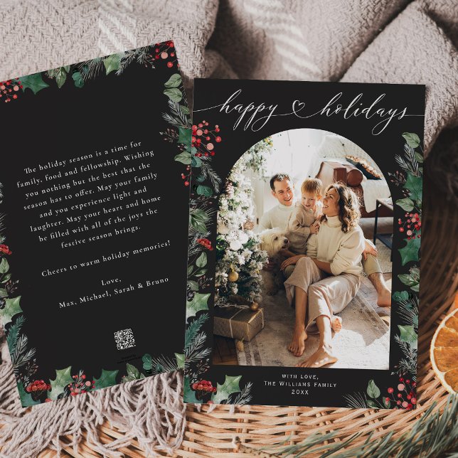 Cartão De Festividades Foto de Bagas Botânicas em Preto e Branco  (Criador carregado)