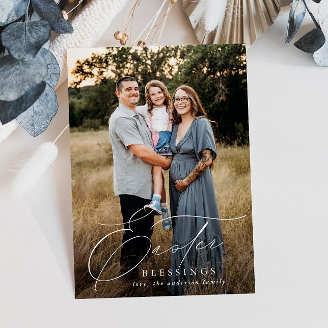 Cartão De Festividades Foto de bençãos de Páscoa elegante (Criador carregado)