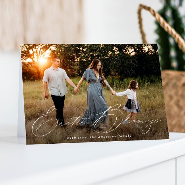 Cartão De Festividades Foto de bençãos de Páscoa elegante (Criador carregado)