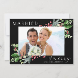 Cartão De Festividades Foto De Berry Botânico Casada E Feliz Recém-Feita