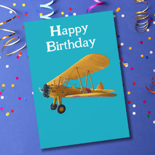 Cartão De Festividades foto de biplano Stearman para piloto, aniversário