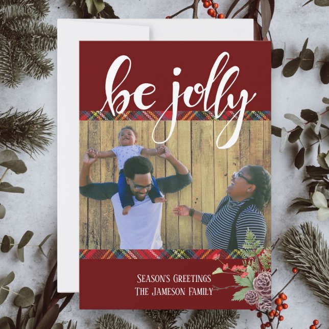 Cartão De Festividades Foto de Boas Festas Xadrez Tártaro Alegre (Criador carregado)