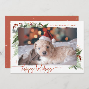 Cartão De Festividades Foto de Boho Greenery Terracotta Rust do Script Mo