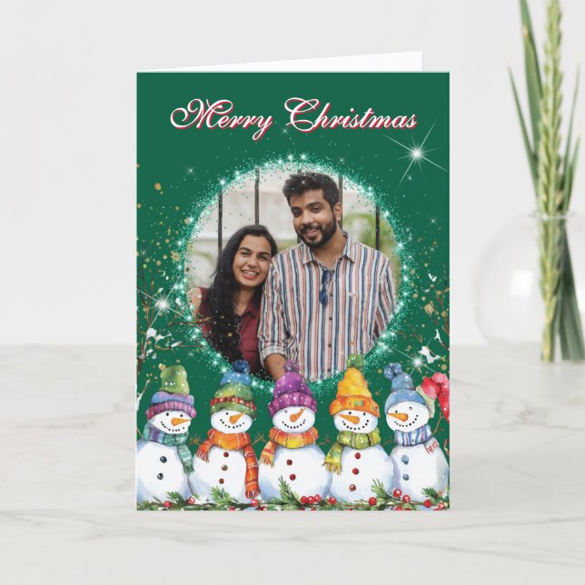 Cartão De Festividades Foto de Bonito Snowmen (Frente)