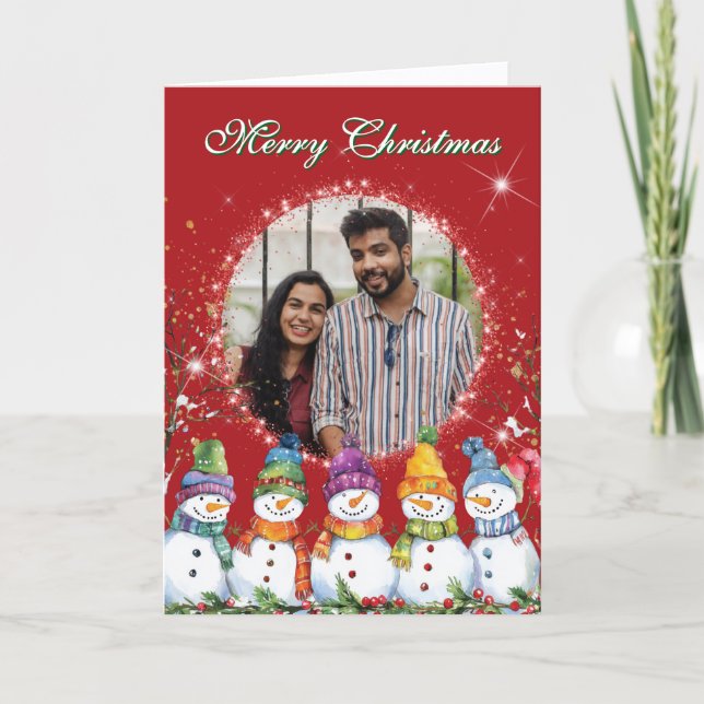 Cartão De Festividades Foto de Bonito Snowmen (Frente)