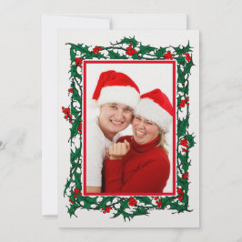 Cartão De Festividades Foto de borda de azevinho de Natal com bagas