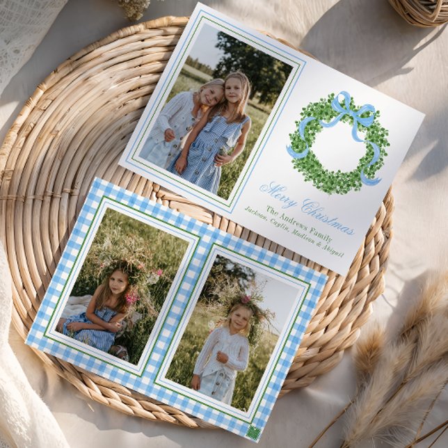 Cartão De Festividades Foto de Boxwood Boxwood de Natal Azul (Criador carregado)