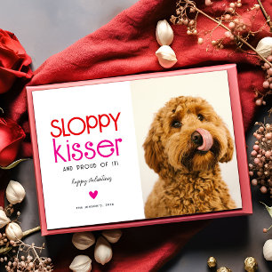 Cartão De Festividades Foto de cachorro beijador desajeitado no Dia dos N