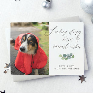 Cartão De Festividades Foto de Cachorro Beijo Beijo Beijo Sloppy Natal