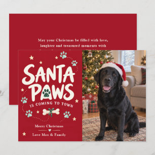 Cartão De Festividades Foto de cachorro de Natal do Papai Patas