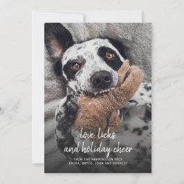 Cartão De Festividades Foto de Cachorro Natal Amor Lambidas E Alegria Nat