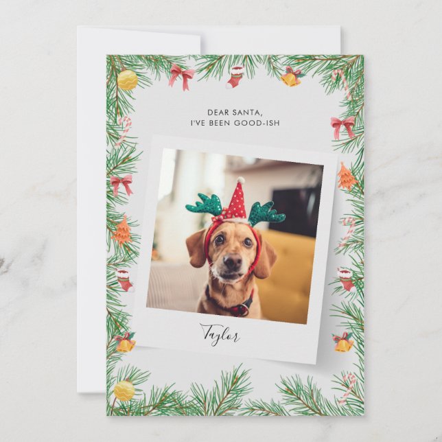 Cartão De Festividades Foto de Cachorro Pet Engraçado, Natal Personalizad (Frente)