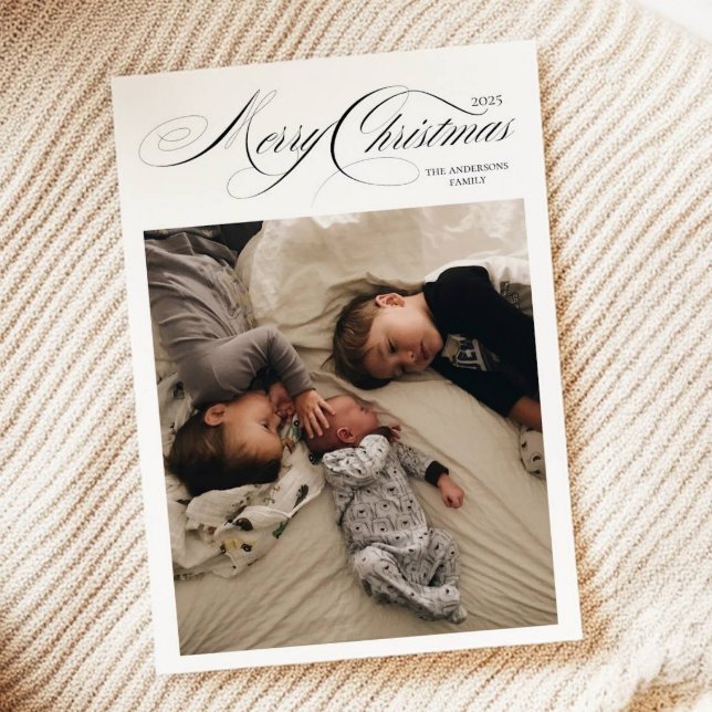 Cartão De Festividades Foto de caligrafia branca negra Feliz Natal (Criador carregado)