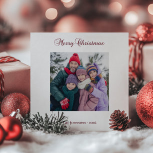 Cartão De Festividades Foto de Caligrafia Clássica Plum Natal Feliz