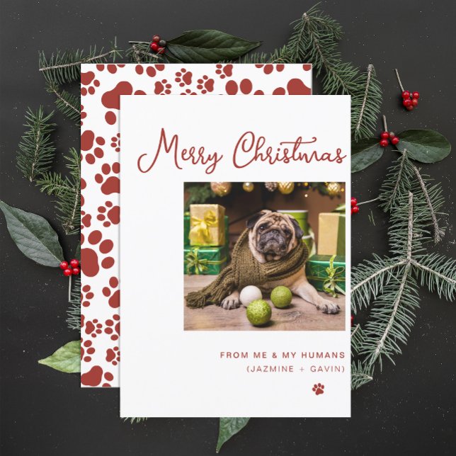 Cartão De Festividades Foto de Cão Cachorro Personalizado Feliz Natal Per (Criador carregado)