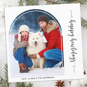 Cartão De Festividades Foto de Cão de Pet Moderno Personalizado de Natal