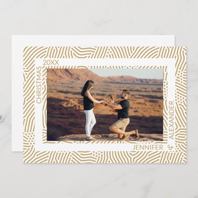 Cartão De Festividades Foto de casal de Natal moderno e elegante (Frente/Verso)