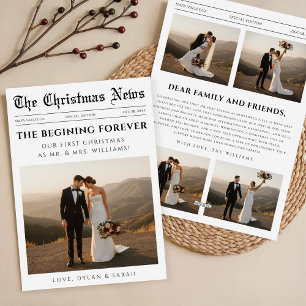 Cartão De Festividades Foto de Casamento de Casal Recém-Casado no Jornal