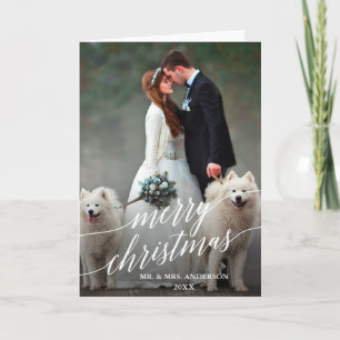 Cartão De Festividades Foto De Casamento De Natal Feliz Para A Caligrafia