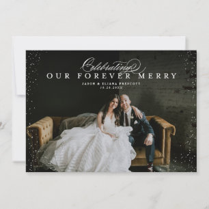 Cartão De Festividades Foto de casamento elegante e alegre para sempre