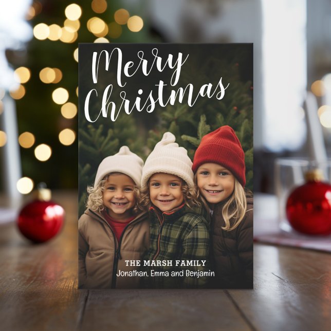 Cartão De Festividades Foto de Cheio de Feliz Natal Manuscrito (Full Coverage Photo with a White Type Overlay - Online Christmas Card - Download or Print Options)