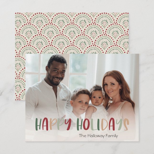 Cartão De Festividades Foto de Cheio de Férias Felizes e Festivas (Frente/Verso)