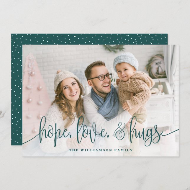 Cartão De Festividades Foto de Cheio de Script Elegante Hope Love Hugs Gr (Frente/Verso)
